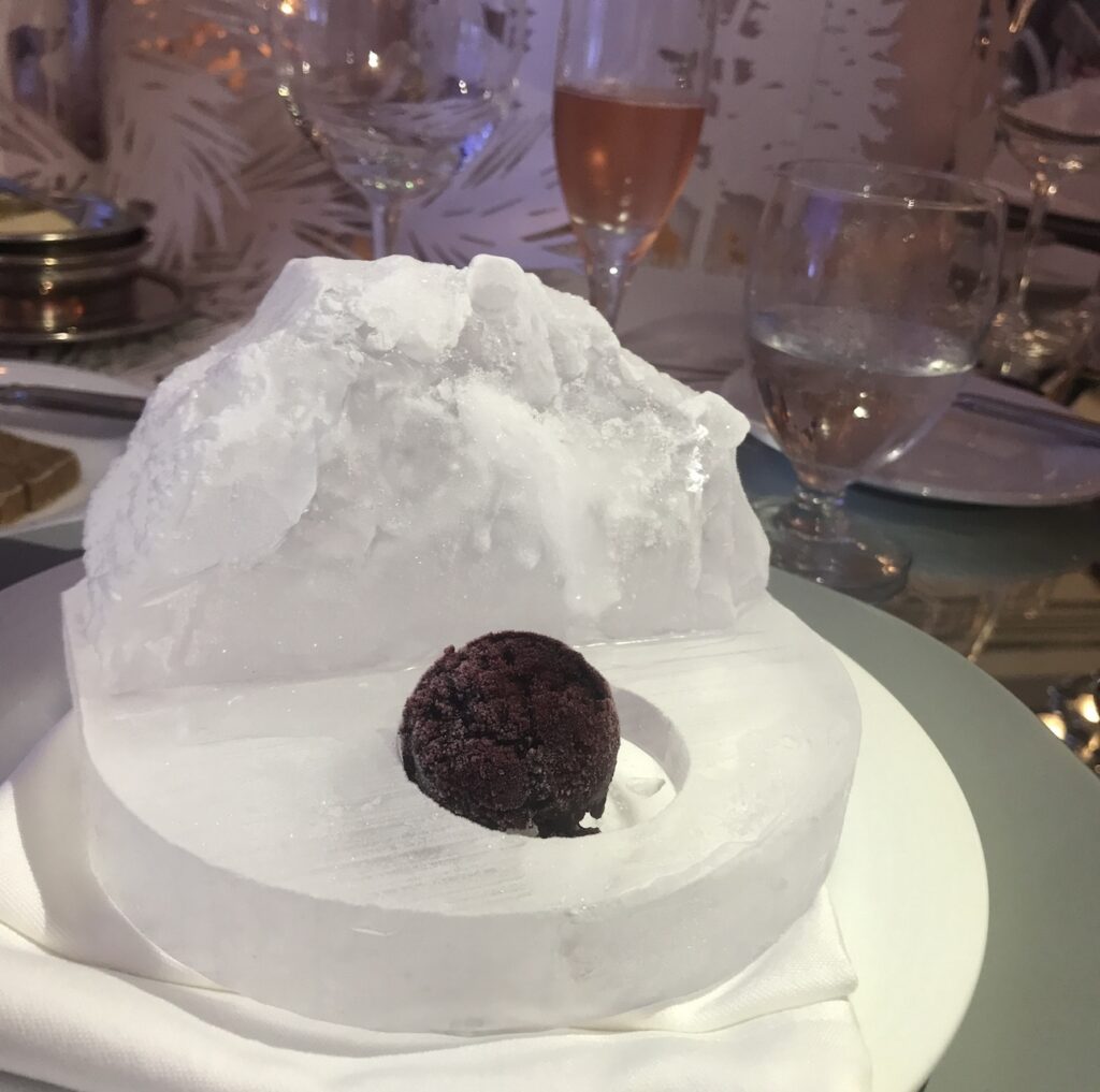 an ice block used as part of a creative summer event menu