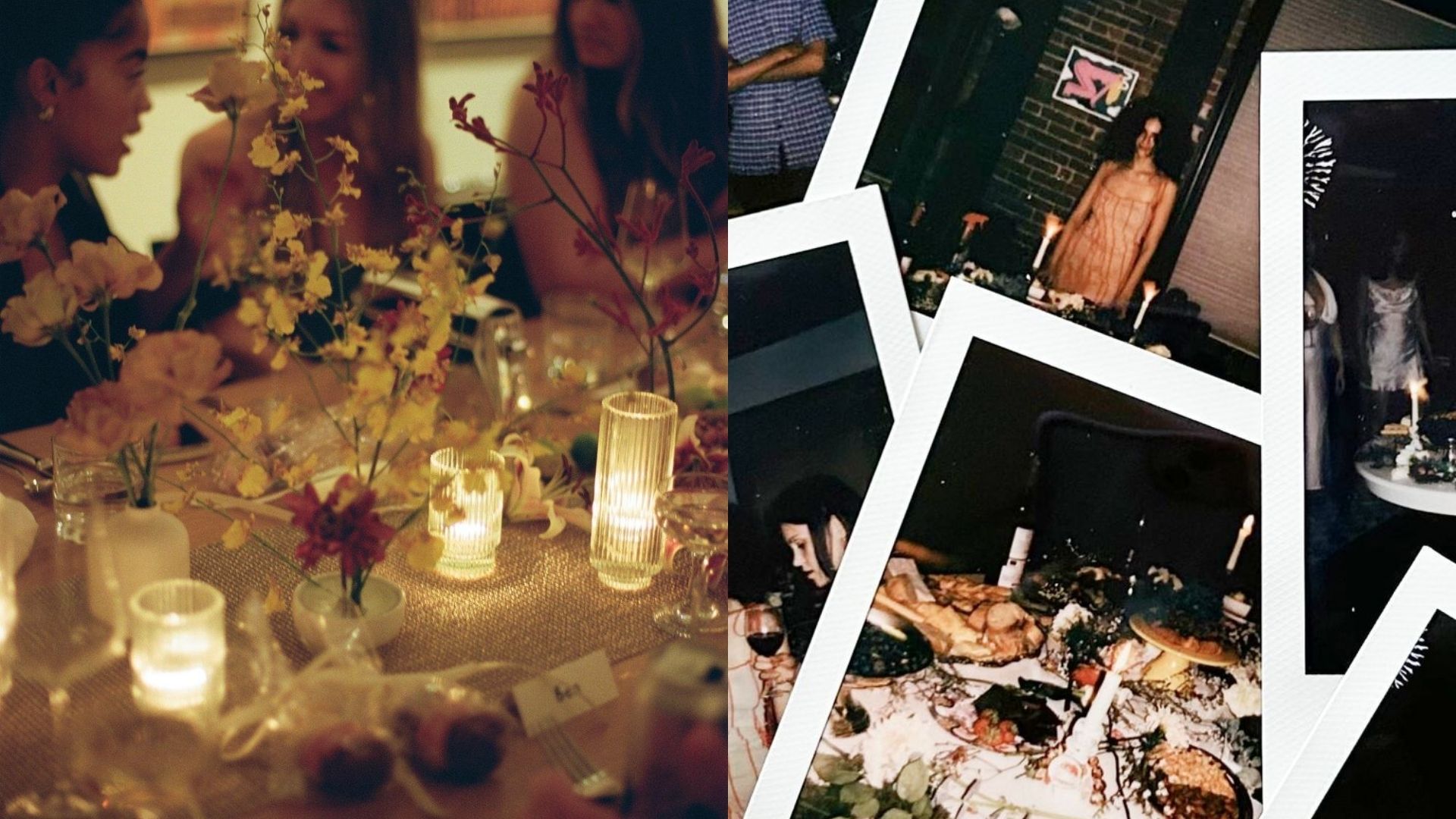 images of candles and nostalgic polaroids for our holiday hosting trends